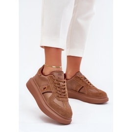 Big Star Women's Leather Sneakers på den store stjerneplatform af Daniel Lopez SS2D4005 Brown brun