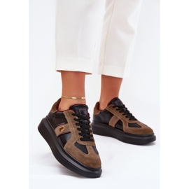 Big Star Kvinders læder -sneakers på den store stjerneplatform af Daniel Lopez SS2D4001 Sort