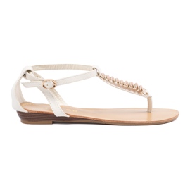 Shelvt Hvid flip -flops med gylden dekoration