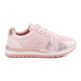 Shelvt Lyserøde sneakers med et blomstermotiv