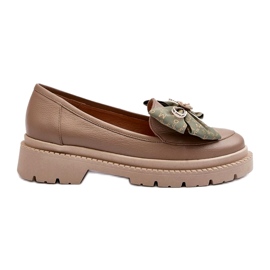 Kvinders læder loafers med Laura Messi 2787 beige
