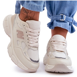 Kvinders sportssko med beige mesh
