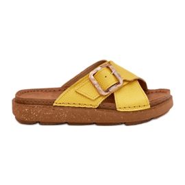 Kvinders læder flip flops med inblu ed0003iu gul