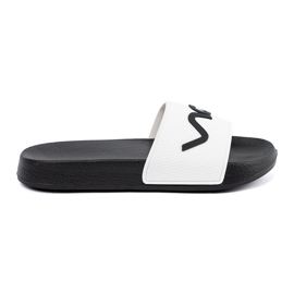 Shelvt Hvid og hvid flip flops med inskriptionen