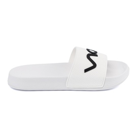 Shelvt Hvide flip -flops med inskriptionen