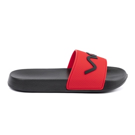 Shelvt Sort og røde flip-flops med inskriptionen