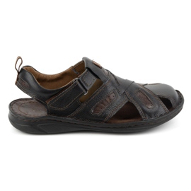 KOMODO Herresandaler i læder med velcro 523K, sort