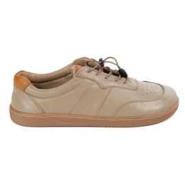 Olivier Kvinders barfodede sko minimalistisk læder bred aria cappuccino beige