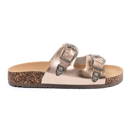 Shelvt Golden flip flops med spænder gylden
