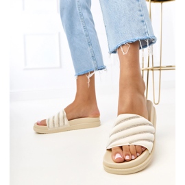 Beige flip flops med cardon zirkoner blå