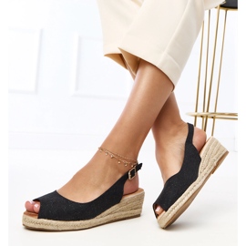 Sort espadrilles sandaler på Nevarek Wedge