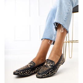 Sorte loafers dekoreret med lea stop