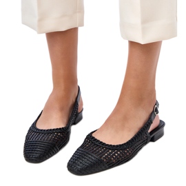 Black Openwork Ballerinas med en udsat Eve Heel sort