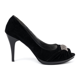 Shelvt Åbn Toe Black Pumps sort