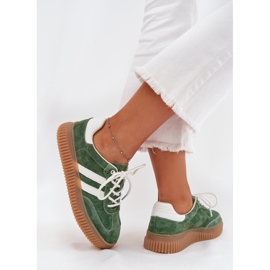Boto Kvinders ruskind -sneakers på Green Venera -platformen grøn
