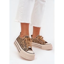 Boto Kvinders sneakers på den massive platform Leopard Marinae brun