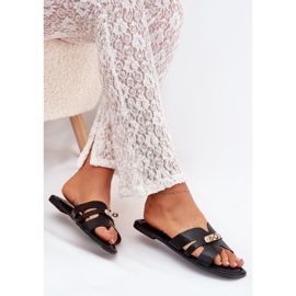 Boto Flad kvinder flip flops med en rem og gylden detaljer sort kerenza