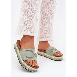 Boto Kvinders flip flops på platformen med en grøn Daphira -dekoration