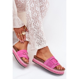 Boto Kvinders hjemmesko på platformen med et ornament af Fuchsia Daphira lyserød