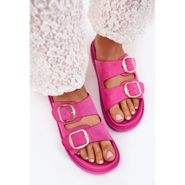 Boto Kvinders flip flops på platformen med gyldne spænder Fuchsia Verena lyserød