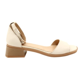 Kvinders læderhøje hæle 44294 beige