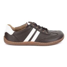 Olivier Barfodet kvinders læder minimalistiske sko 1287 brune sneakers