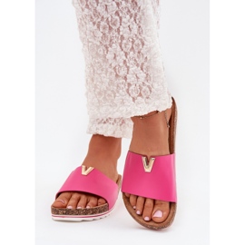 Boto Kvinders flip flops på en korkplatform med en dekorativ detalje Fuksia Vessira lyserød