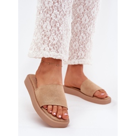 Boto Kvinders flip flops på platform med Eco Suede Dark Beige Jorina