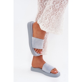 Boto Kvinders hjemmesko på platformen med Eco Suede Light Blue Jorina blå