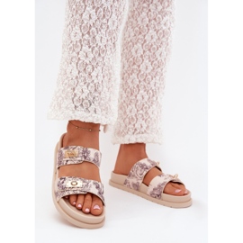 Boto Mønstrede kvinder flip flops på platformen beige sorina
