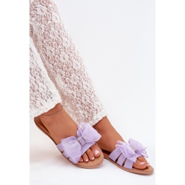 Boto Flat -Hælet kvinder flip flops med en tylbue lilla tanira violet