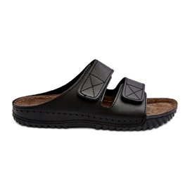 Komfortable mænds flip flops med velcro striber inblu fm00001u sort