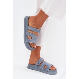 Boto Kvinders flip flops med dekoration på platformen Blue Delyna blå