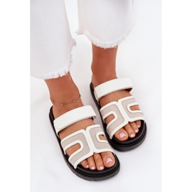 Boto Kvinders flip flops på platformen med velcro kovira hvid