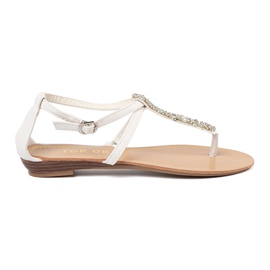 Shelvt Hvide flade sandaler med zirkoner