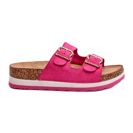 Evento Kvinders flip flops på platform med øko-kød spænder fuchsia lyserød