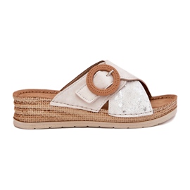 Kvinders kiler med en dekorativ inblu RV000012 klemme klemme beige