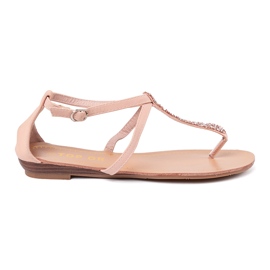 Shelvt Pink sandaler i stil med japansk med paljetter lyserød