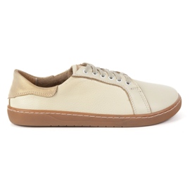 Olivier Aura: Creamy Women's Barefoot Leather Sneakers Comfortable sko med en flad sål