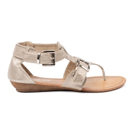 Shelvt Lys beige sandaler med et slangemotiv