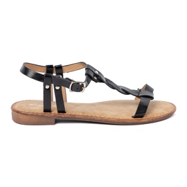 Shelvt Afslappede sandaler med en dekorativ fletning sort