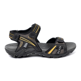 Shelvt Sort trekking sandaler med gule accenter