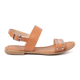 Shelvt Caramel flade sandaler med sølvstifter