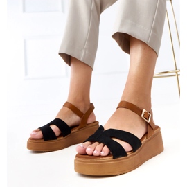 Sort Eco -Leather Sandaler på Ursita -platformen