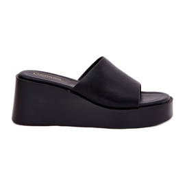 Kvinders flip flops på Anchoic Wedge Black sort