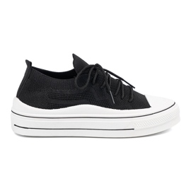 Shelvt Gled sorte sneakers med dekorativ snøring