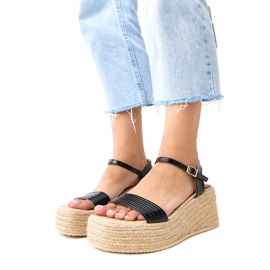 Sort espadrilles sandaler på solora -platformen