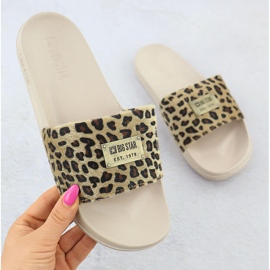 Big Star Kvinders leopard leopard flip flops pool beige ss274715