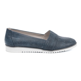 Goodin Navy loafers på en hvid sål