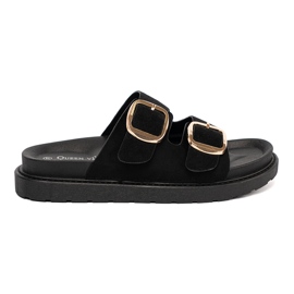 Shelvt Kvinders sorte flip flops med gyldne spænder